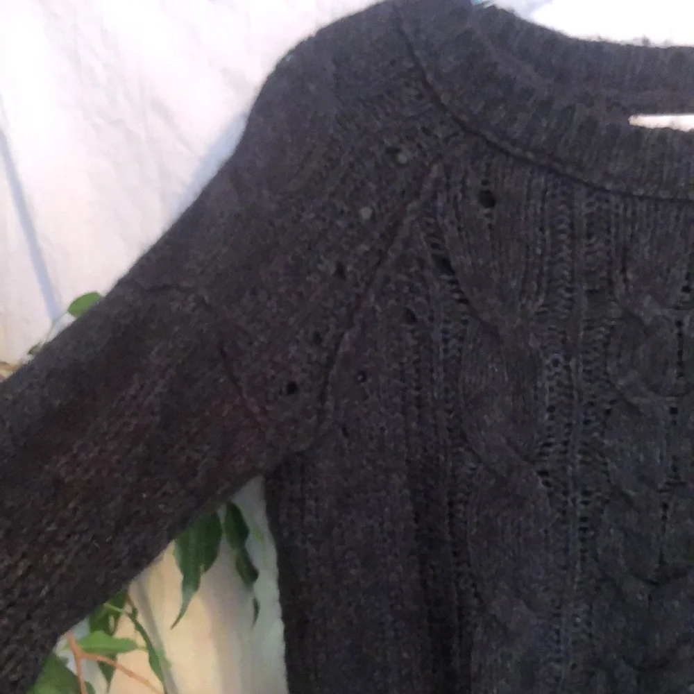 LOFT lot of 2 size M chunky oversized sweaters- black cardigan & brown cowl neck